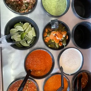 Our complementary  salsa bar with purchase of meal.