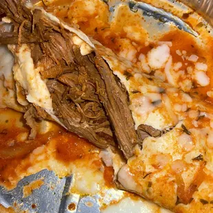 Inside shredded beef burrito