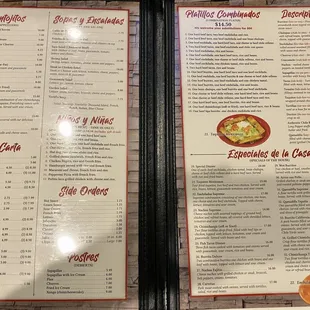 Menu 2023: Appetizers, combinations, and specials