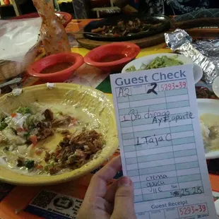 Chicago burrio, rice and beans, shrimp fajita, extra sour cream and quac. $25.28 not bad.