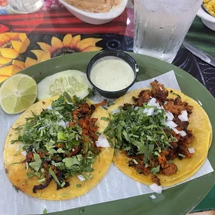 Chorizo and Al Pastor Street Tacos