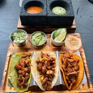 3 street tacos, al pastor