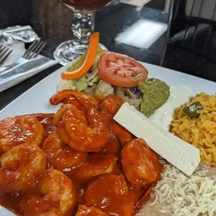 Shrimp/Camarones a la Diabla. Plump and tasty
