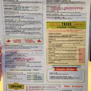 sushi and sashimi, menu