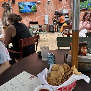 Chips and salsa plus the blueberry basil margarita