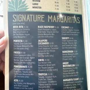 Drink menu