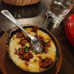 Queso fundido with chorizo