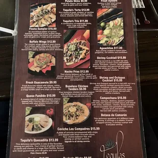 Appetizers menu