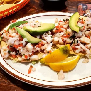 Ceviche tostada&apos;s from the Happy Hour menu.