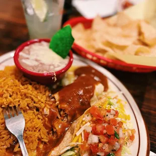 Taco &amp; Enchilada combo (added red sauce because the chicken enchilada usually come with green)