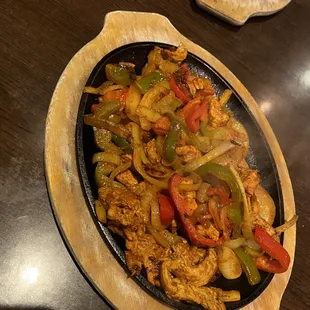 chicken, peppers, and onions