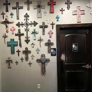 Decor outside bathrooms