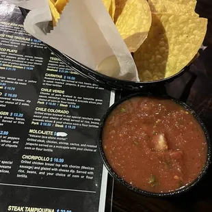 Salsa and chips.