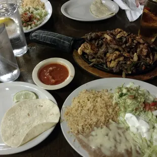3-way fajitas plus all the stuff