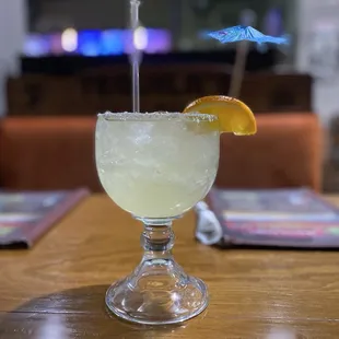 Jumbo Margarita on the rocks, with salt.