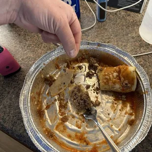 Piece of plastic I found in my enchilada meat.