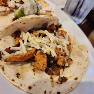 Chicken and mushroom specialty taco