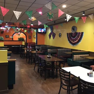 tables and booths in a mexican restaurant