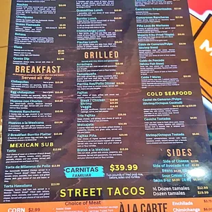 menu