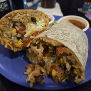 Rice and bean burrito