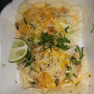 Fish and shrimp tacos