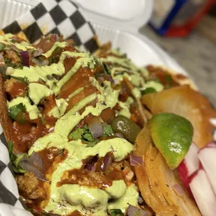 Pastor tacos , YUM!! a lil heavy on the sauce though