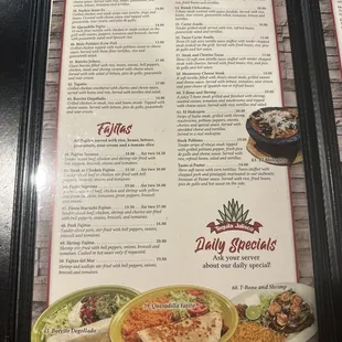 Menu at Tequila Jalisco