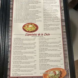 a menu for a mexican restaurant
