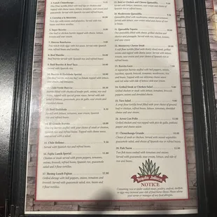 menu