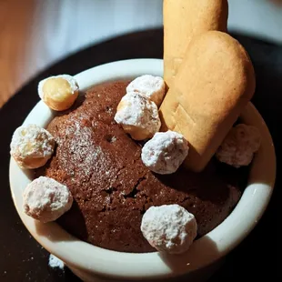 Chocolate cake with candied hazelnuts