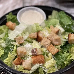 Perfectly cut Caesar salad w/delicious dressing