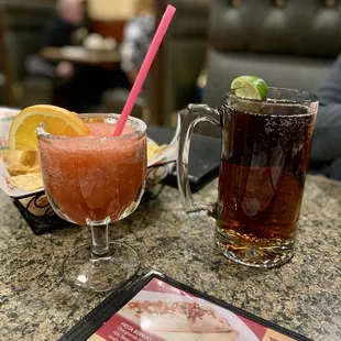 two beverages on a table