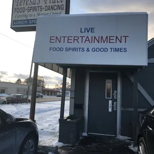 the entrance to the restaurant