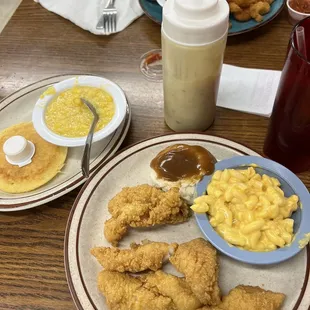 Catfish Special with 3 sides (Mashed Potatoes, Mac n Cheese, Cream Corn) and cornbread - Fish Fridays