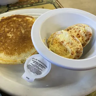 Corn cake and Deviled Eggs