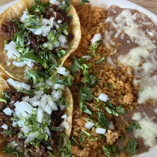 Two chorizo tacos lunch