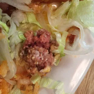 Piece of raw ground beef.