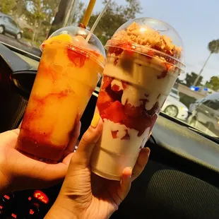 Fresas con Crema Fruit Salad and Diablito Any Fruit Flavor Smoothie