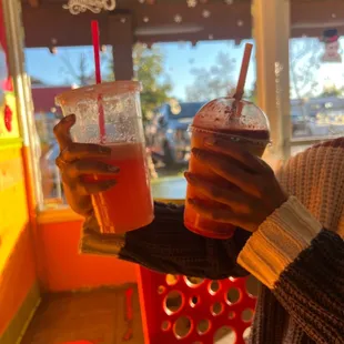 Watermelon aguas frescas and diablito con mango