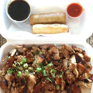 Chicken Teriyaki bowl w/egg rolls 9/29/15