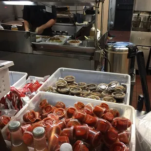 a man preparing food in a commercial kitchen