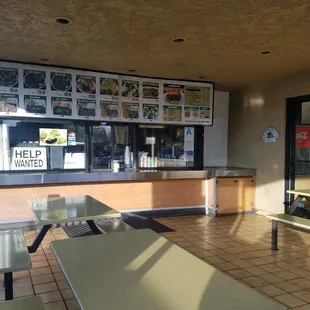 Walk up order window with menu