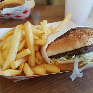 Burger special, pretty good for less than 6 bucks