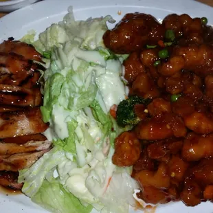 Chicken Teriyaki, Salad and General Tso&apos;s Chicken