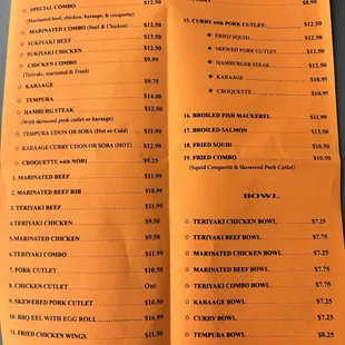 Menu w 2024 prices