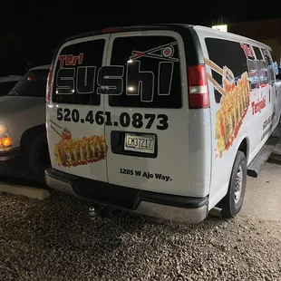 a van parked in a parking lot