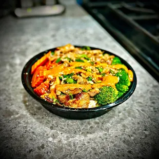 Teriyaki chicken bowl was delicious. Spicy mayo added a welcome change to the flavor profile and texture.