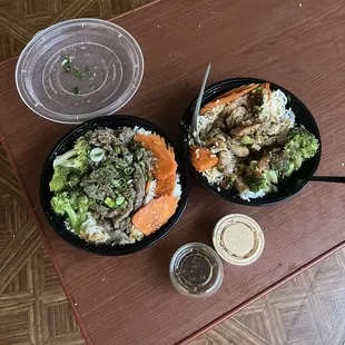 Chicken and beef teriyaki bowl