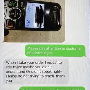 a text message from a customer