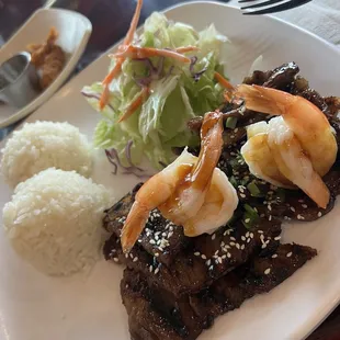 ShortRibs &amp; Shrimp Plate . Da Bomb . So Ono